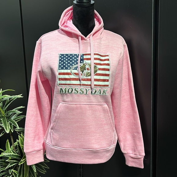 Mossy Oak Pullover hoodie,American flag patch, embroidered on logo,pouch pocket - Picture 1 of 10